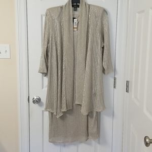 NWT 2PC FLYAWAY METALLIC JACKET DRESS SZ 16W